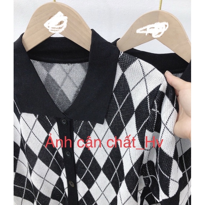 Áo len trám kẻ ô cổ bẻ | BigBuy360 - bigbuy360.vn