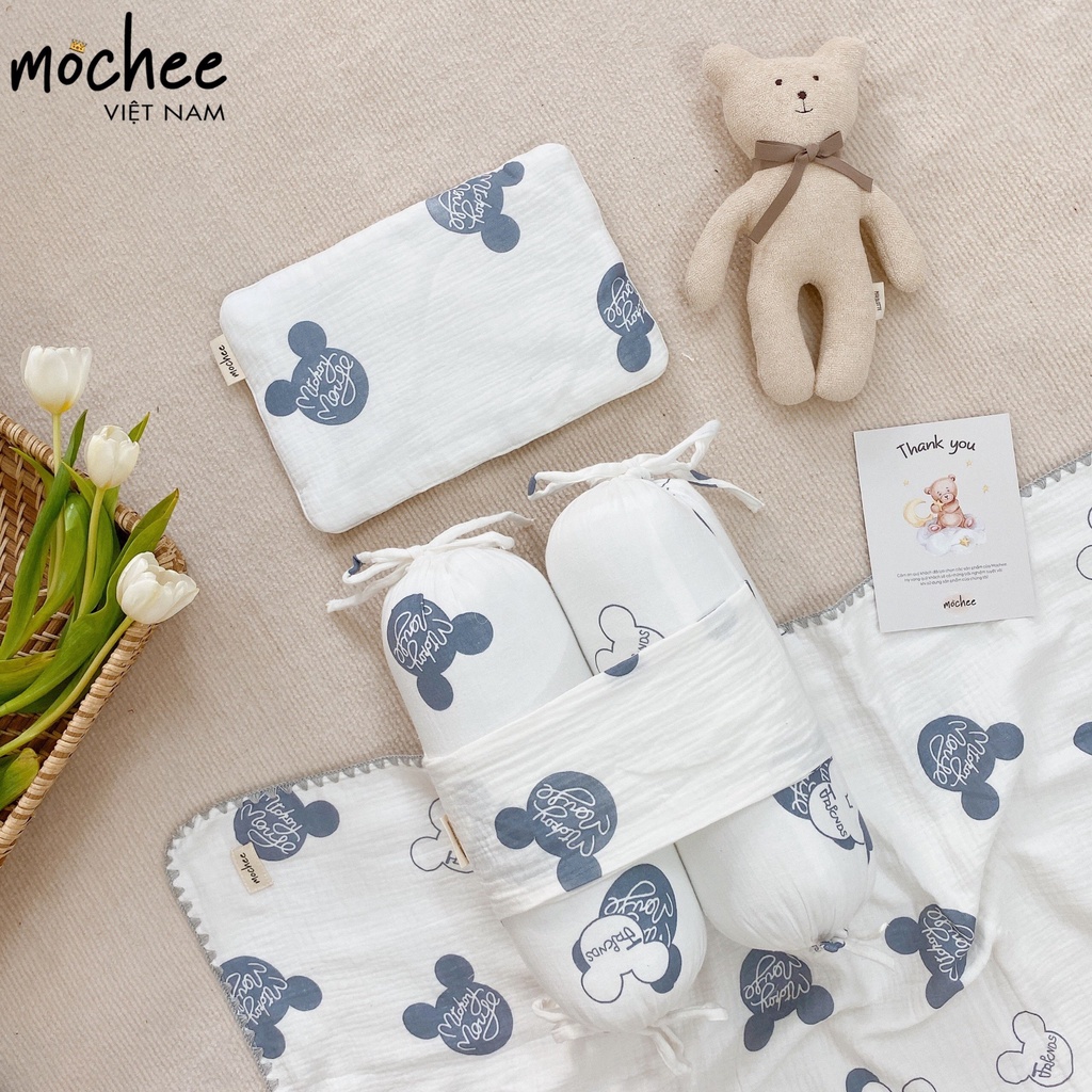 Bộ gối chặn bông kèm gối cho bé MUSLIN của MOCHEE