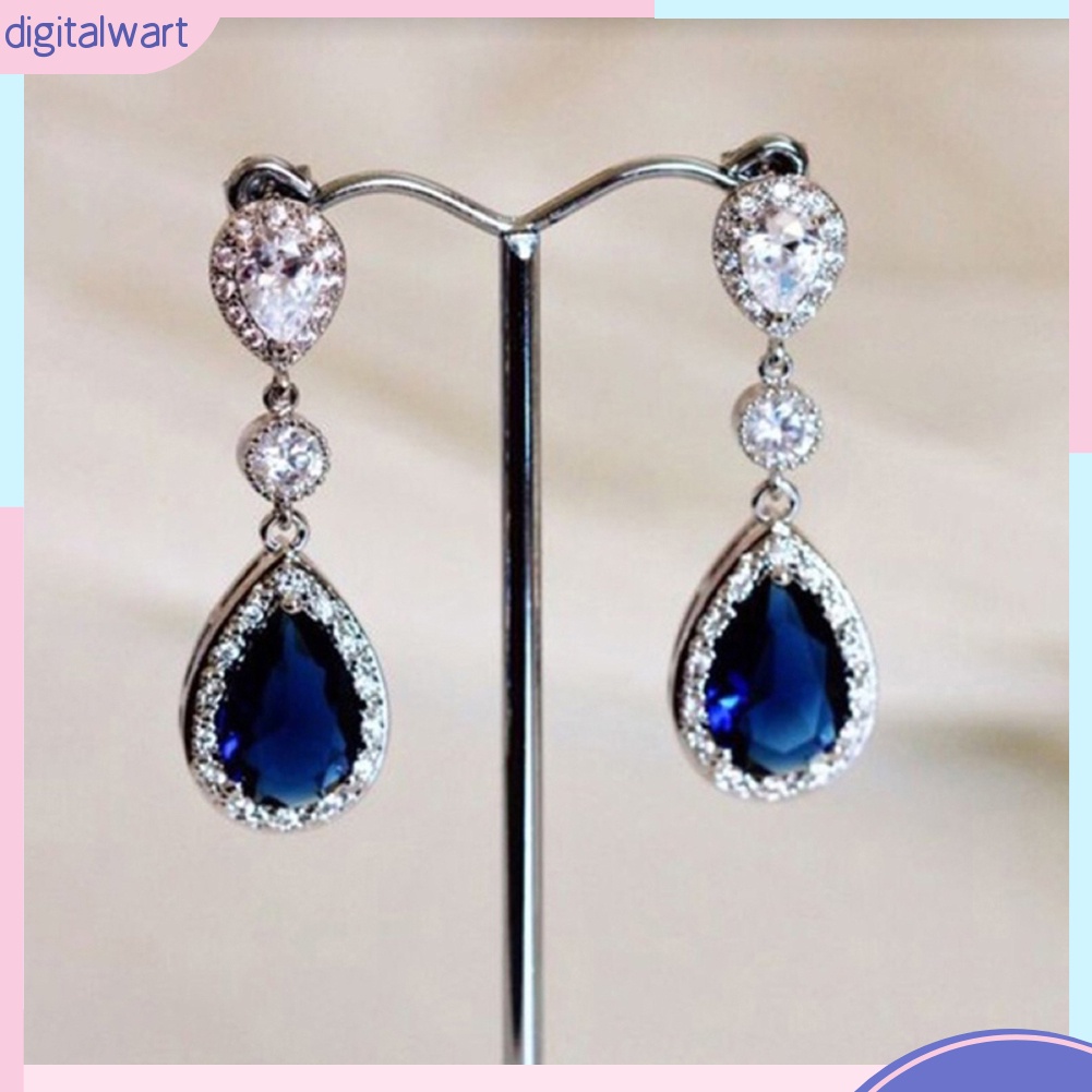 Bông tai dáng dài phối mặt hình giọt nước tinh tế thời trang cho nữ