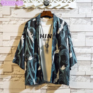 Áo khoác Cardigan họa tiết hoa retro Nhật Bản thời trang cho nam