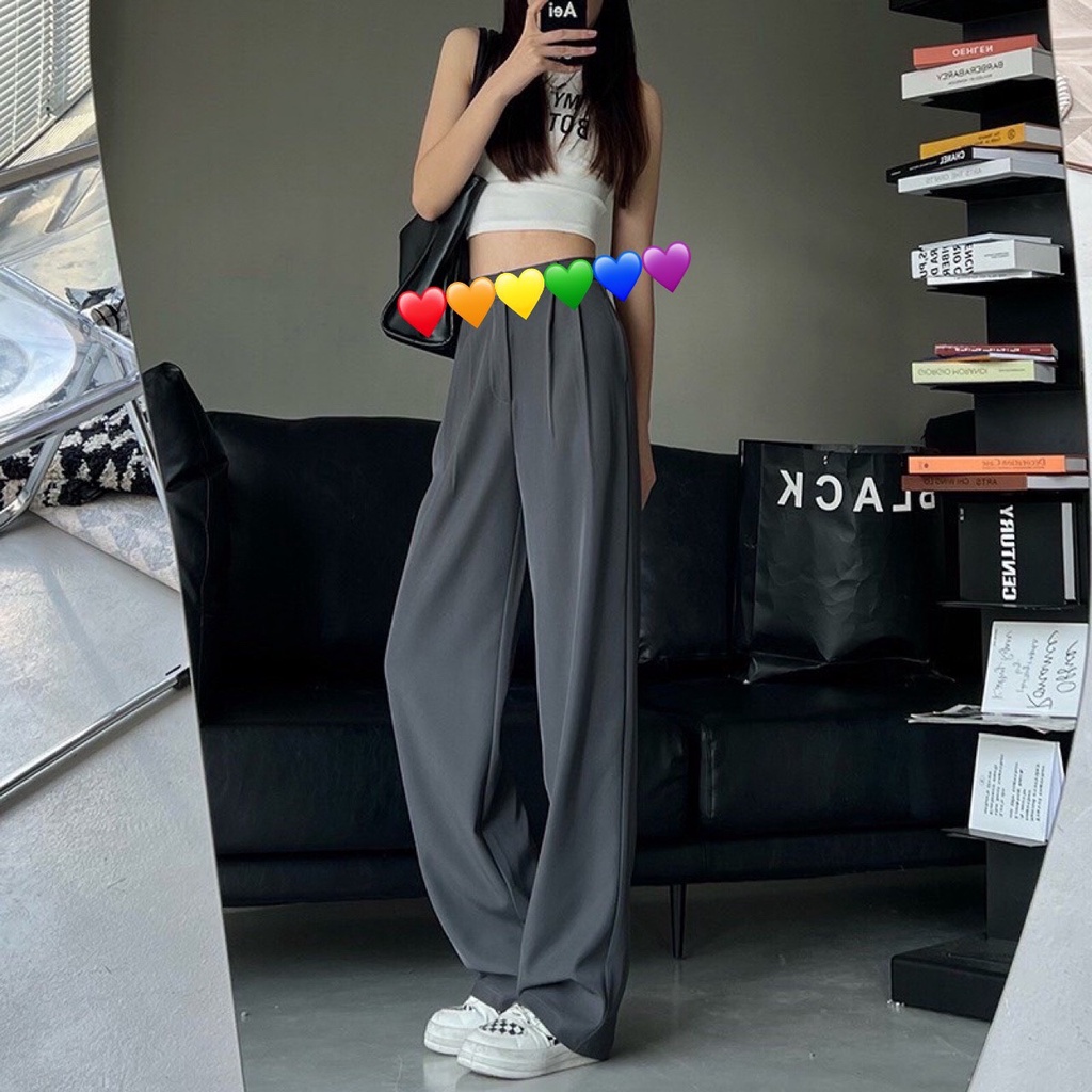 Quần nữ ống rộng Cạp Dán. Quần tây ống rộng nữ cao cấp phong cách hàn quốc lưng cao