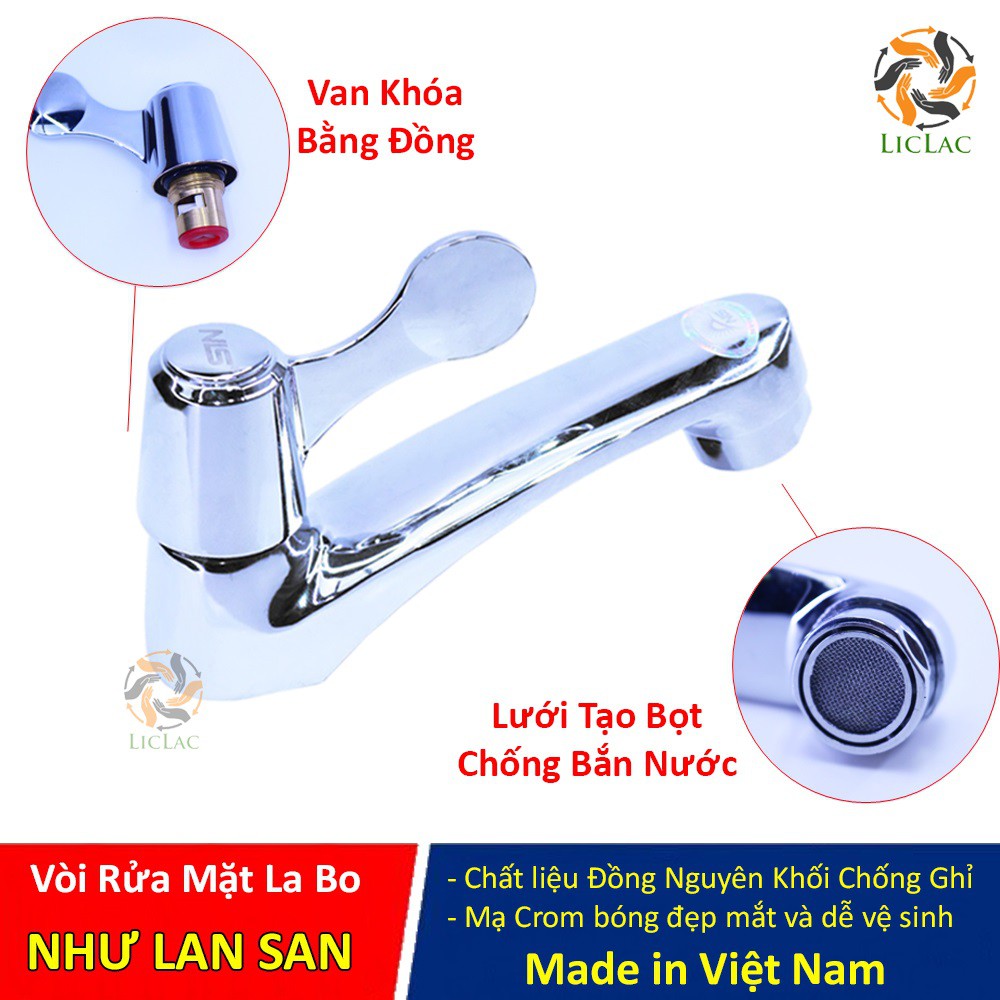 Vòi Lavabo Lạnh NHƯ LAN SAN 116 chất liệu Đồng mạ Crom bóng Cao Cấp, Vòi Chậu Rửa Mặt giá rẻ - LICLAC