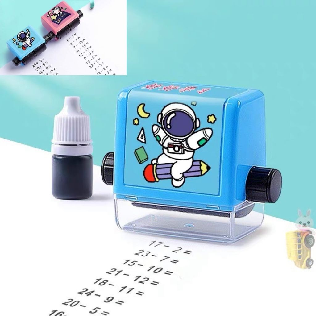 Máy in phép tính cho bé con lăn phép tính tự động cộng trừ giúp các bé phát triển tư duy toán học tặng kèm lọ mực