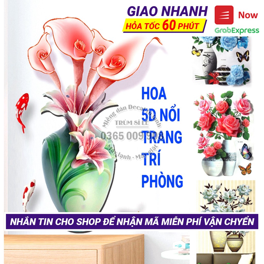 Tranh Decal 3D Hoa Nổi - Tranh Dán Tường Trang Trí Phòng Đẹp Mắt, Có Keo Dán sẵn (Gửi mẫu ngẫu nhiên)