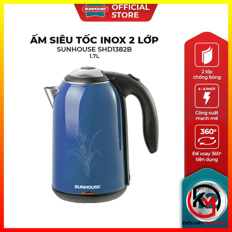 Ấm siêu tốc Inox 2 lớp Sunhouse SHD1382 xanh đậm