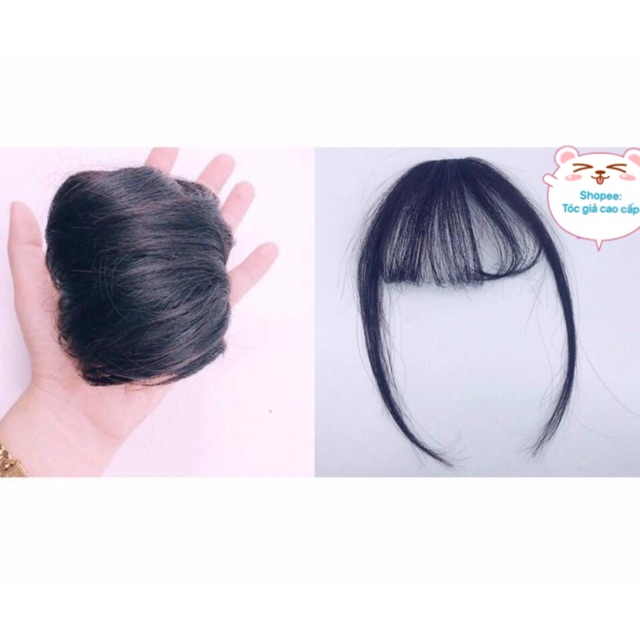 Tóc giả cao cấp / combo mái thật + búi dài cao cấp