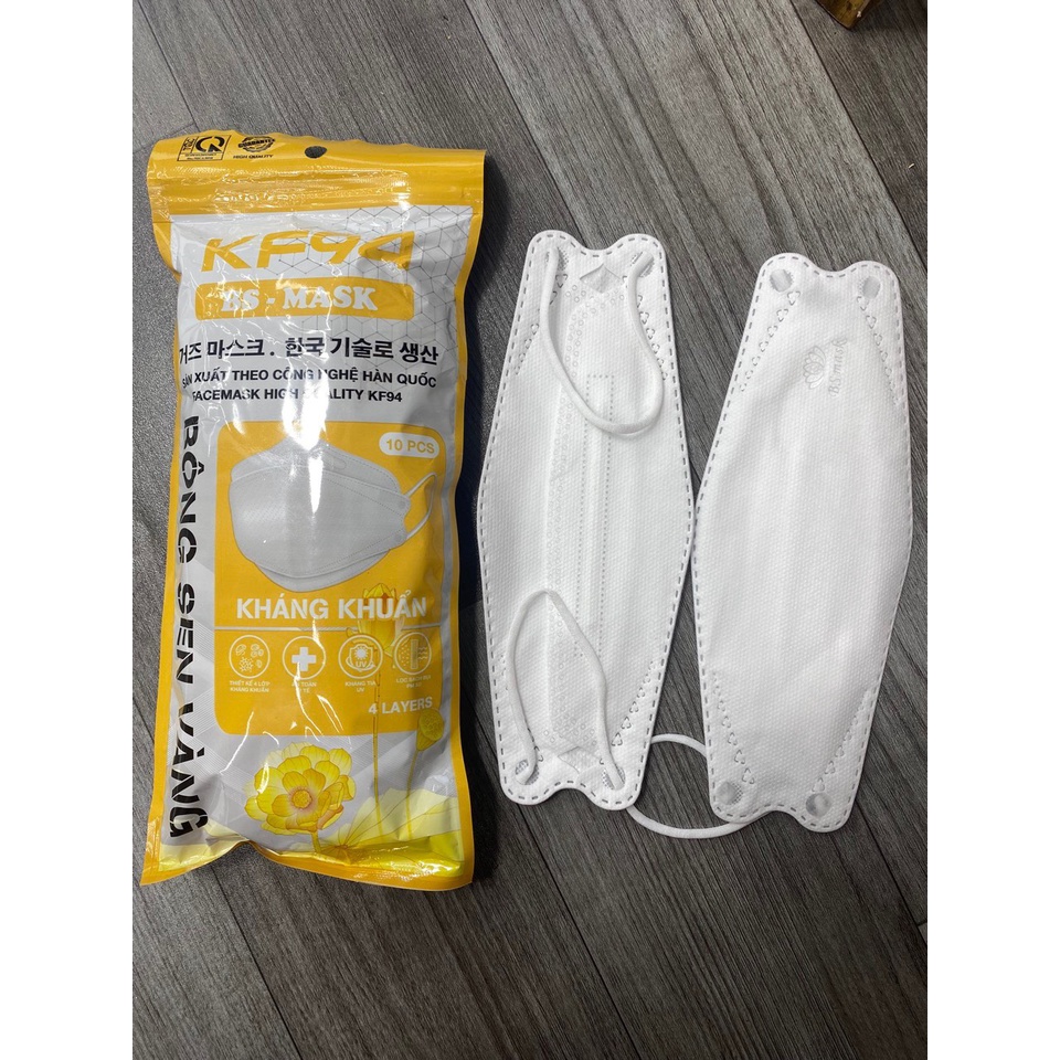 Túi 10 Chiếc Khẩu Trang KF94 Bông Sen Vàng Chọn Màu