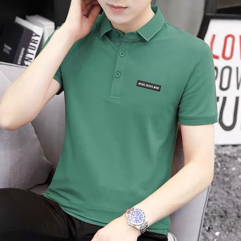 Áo Thun Polo Tay Ngắn Dáng Ôm Màu Xám Đơn Giản Thời Trang Mùa Hè Cho Nam