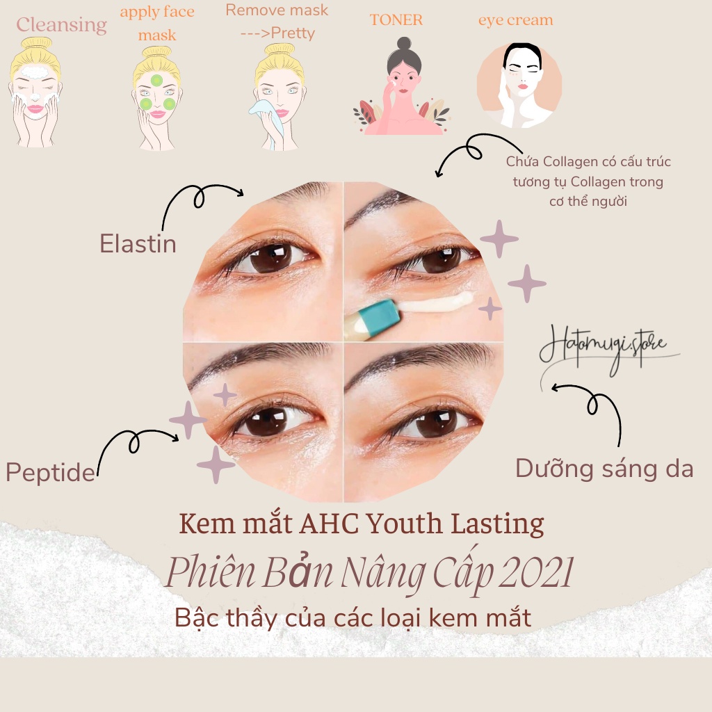 Kem mắt AHC Ageless Real Eye Cream For Face 130ml [Hot New]