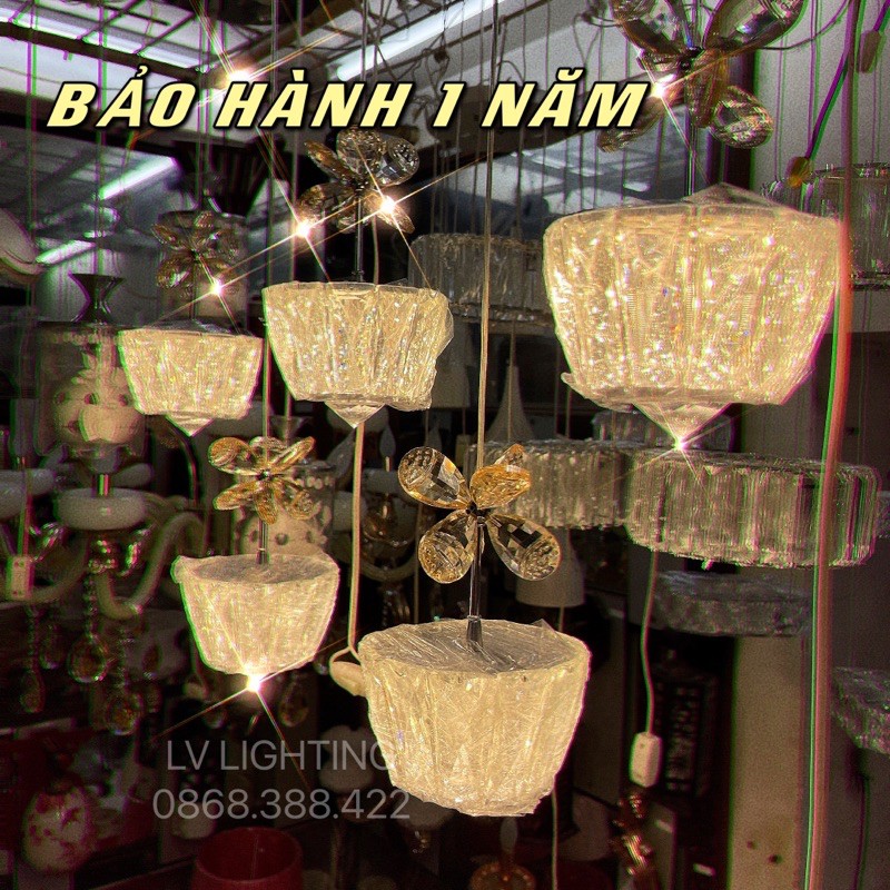 Đèn Thả Bàn Ăn ✨Có Sẵn✨Đèn Thả Phòng Khách dạng nằm ngang 5 bóng led đổi 3 màu ánh sáng mã 703/5