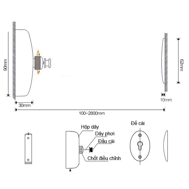 Dây Phơi Quần Áo Gắn Tường INOX Di Động Đa Năng Thông Minh Nhỏ Gọn Kéo Rút - Giàn Dây Phơi Di Động Trong Nhà