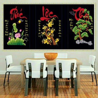 Tranh đính đá Phúc Lộc Thọ LV099 kích thước:147cm x 69cm