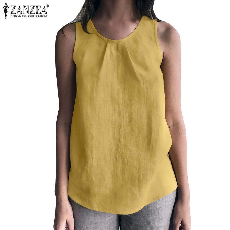 Áo thun ZANZEA không tay thời trang sành điệu cho nữ