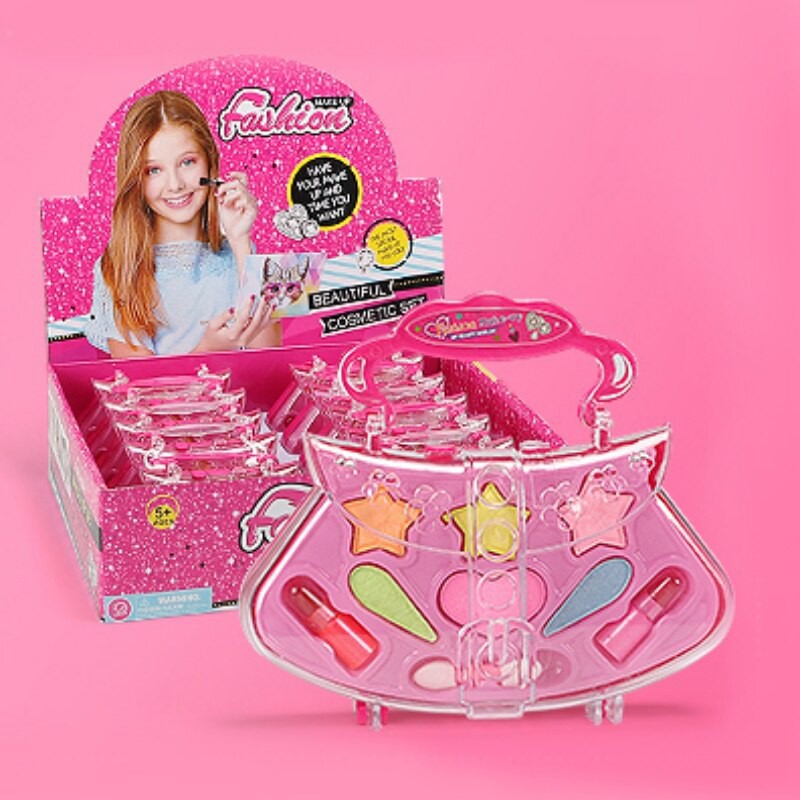 Girls Cosmetics Set Toy Makeup Sets Safe Non-toxic Pretend Play Kit Preschool Princess Kids Cosmetic