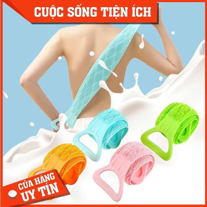 Dây Đai Chà Lưng 💖𝑭𝒓𝒆𝒆𝒔𝒉𝒊𝒑💖 Cọ Lưng 2 Mặt Đa Năng Silicon Kỳ Cọ Massage Tẩy Da Chết Khi Tắm