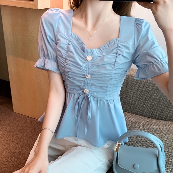 Áo chiffon nữ ZHELIHANGFEI tay ngắn đơn giản thời trang