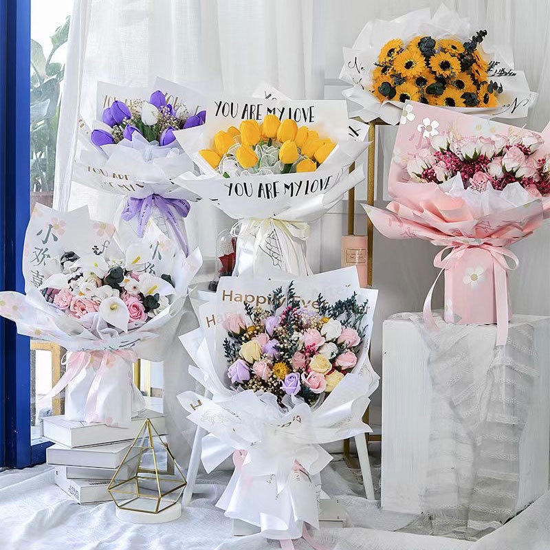 Set 20 Tờ Giấy Gói Bánh Trang Trí Họa Tiết Hoa Xinh Xắn DIY