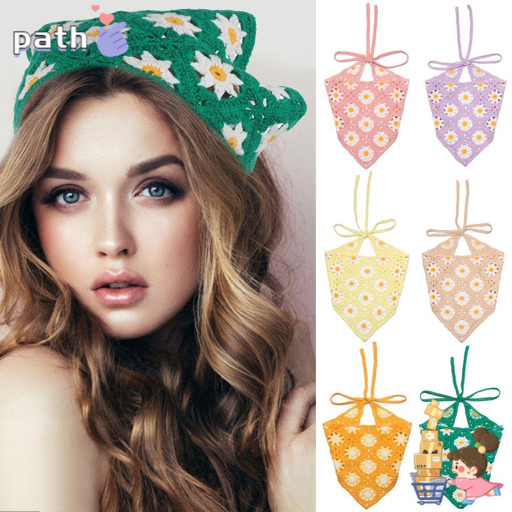 ♪Con đường♪ Băng Đô Đội Đầu Bằng Vải Dệt Kim Co Giãn Hình Tam Giác Nhiều Màu Sắc