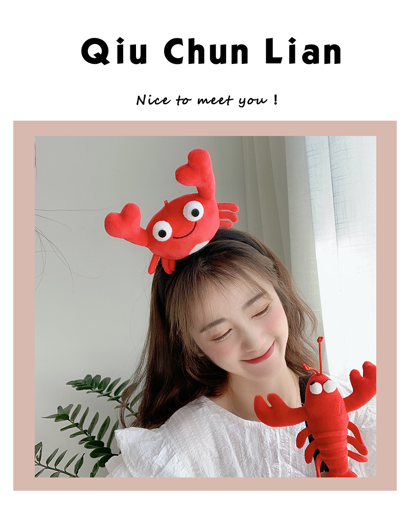 Cute Cartoon Crayfish Headband Funny Photo Hairpin Plush Animal Headband