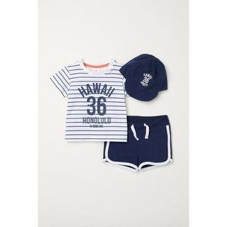 Set bộ kèm mũ Hawai kẻ HM