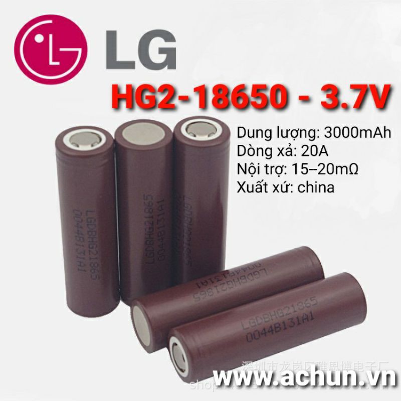 achun.vn - PIN LG-HG2 18650 - 3000mAh DÒNG XẢ 20A ĐIỆN ÁP 3.7V