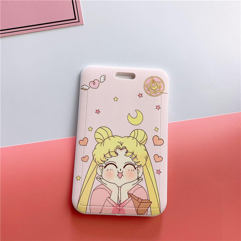 Vỏ Đựng Thẻ Tín Dụng Họa Tiết Thủy Thủ Mặt Trăng Kèm Móc Khóa Xinh Xắn