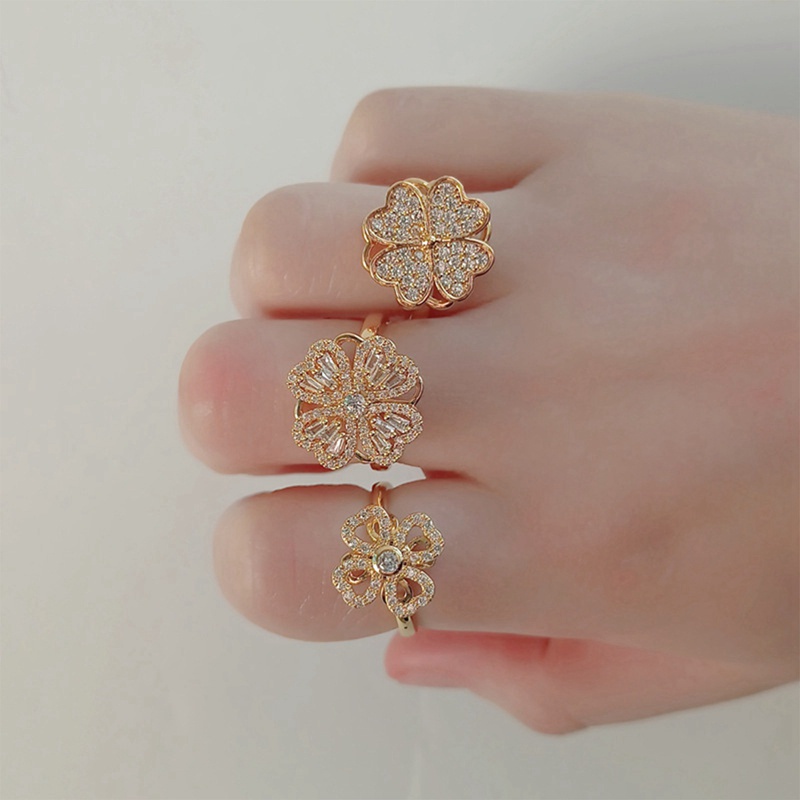 Nhẫn hở hình cối xay gió/ cỏ 4 lá xoay được