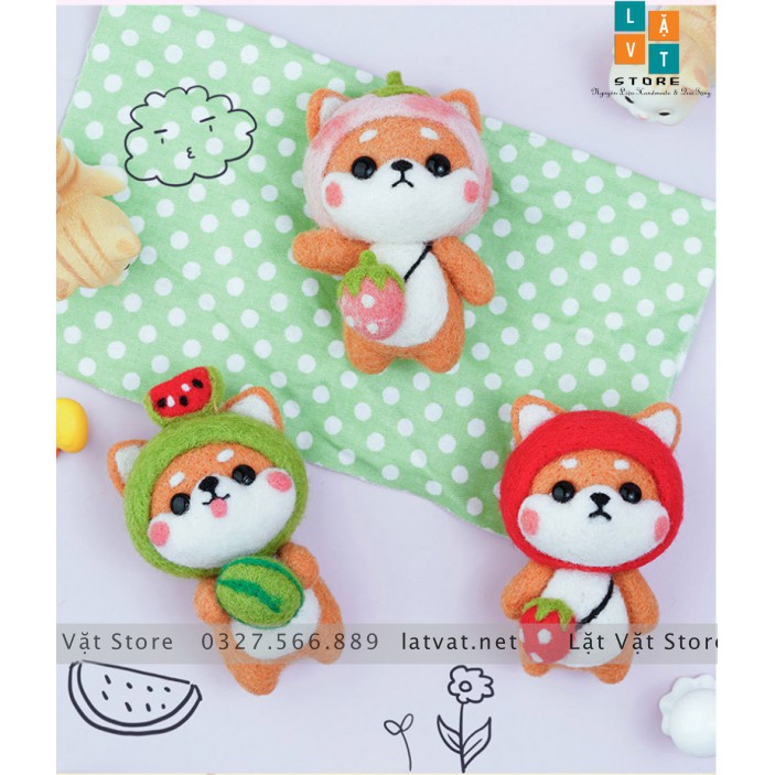 [HCM] LEN CHỌC CÓ HƯỚNG DẪN - 20 BÉ TÂN BINH SHIBA, chọc len thật dễ dàng, NEEFDE FELTING SHIBA