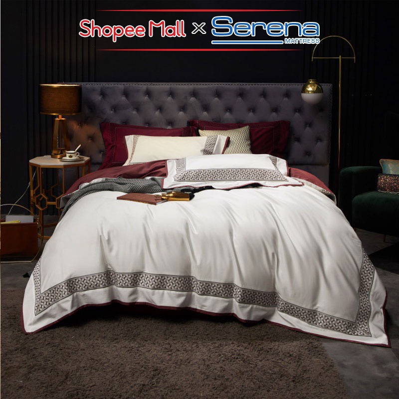 Chăn Ga Gối Nệm 5 Món Lụa Satin SERENA Cao Cấp Combo Full Vỏ Ra Drap Đệm Trải Bọc Giường Trần Bông Chính Hãng