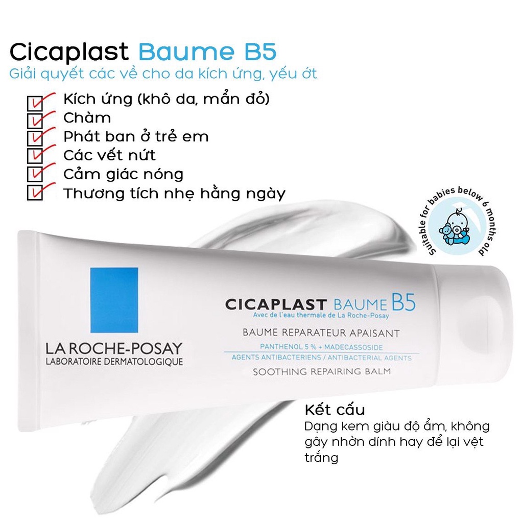 La Roche Posay Cicaplast Baume B5+ - Kem Dưỡng Làm Dịu Và Phục Hồi Da.
