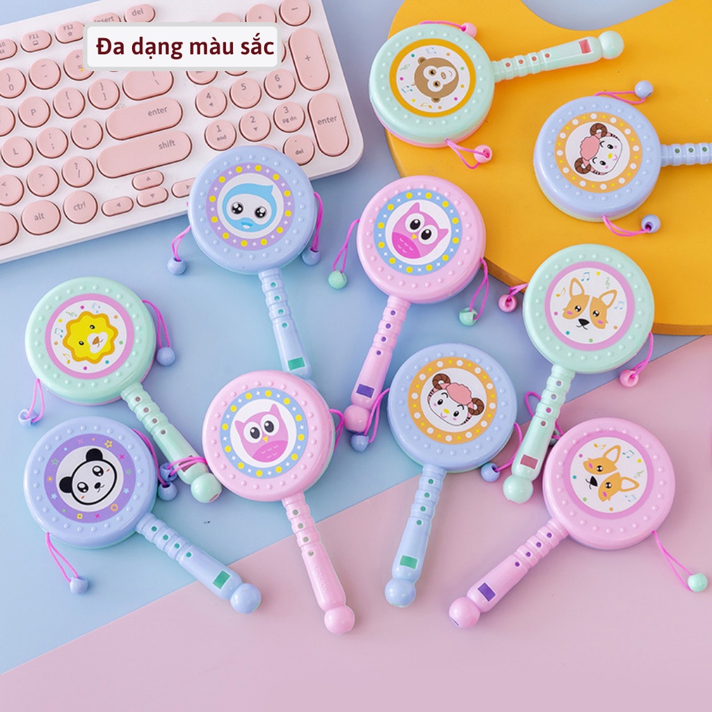 Đồ chơi trống lắc gỗ, Shop Bố Sam, hình con vật phát tiếng kêu kích thích phát triển vận động và giác quan của bé