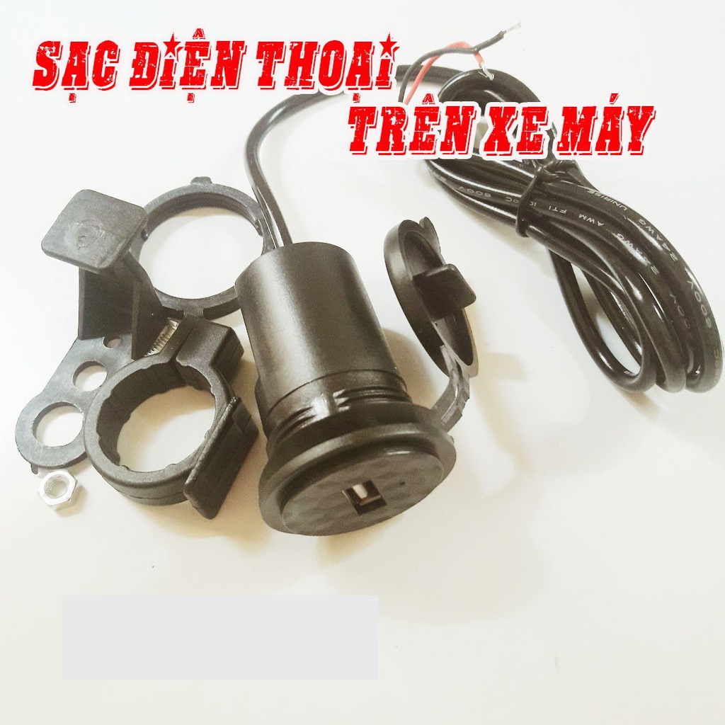 Bộ chế sạc điện thoại trên xe máy