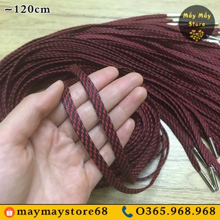 Dây giày dẹt màu đen pha đỏ dài 120cm