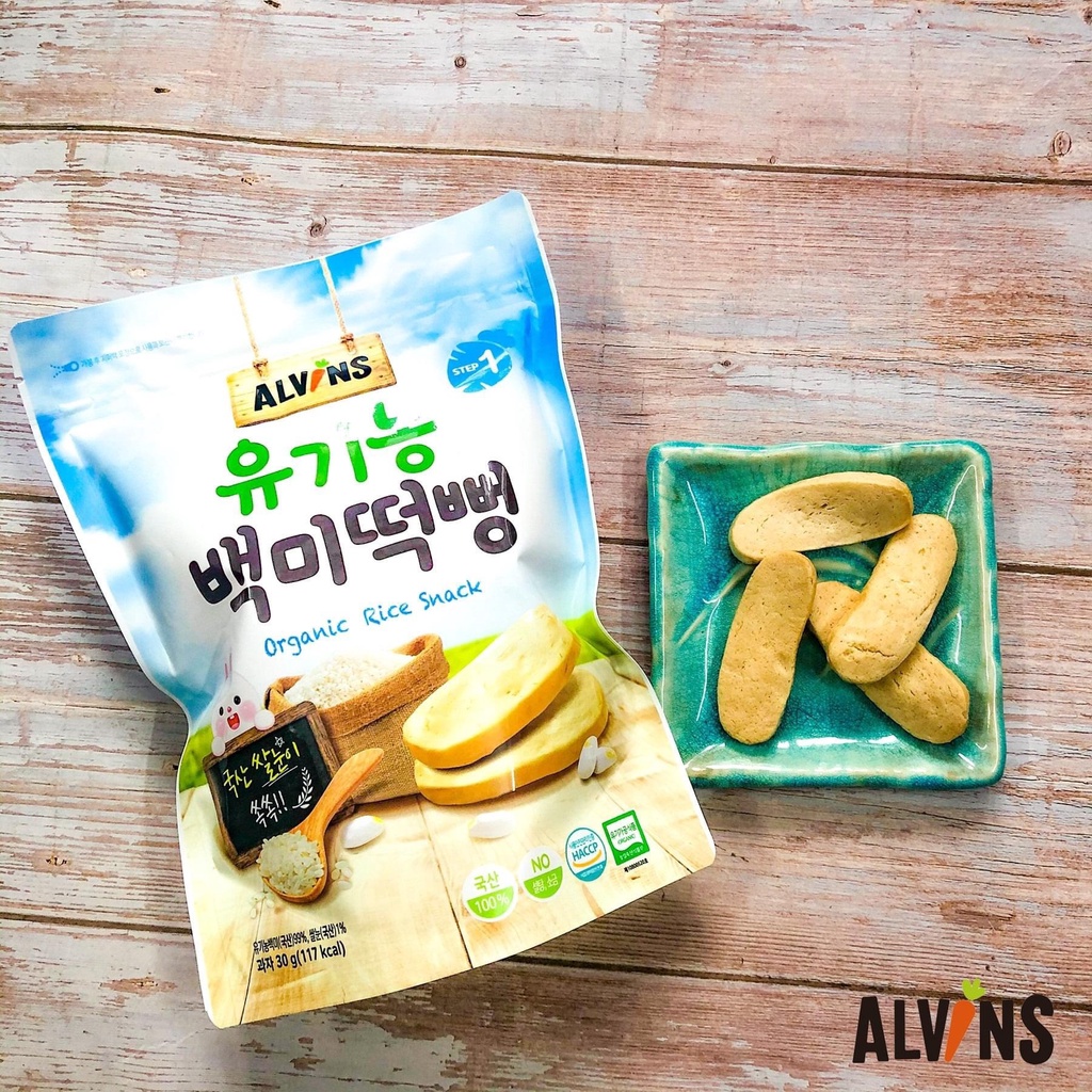 Bánh Gạo Ăn Dặm Hữu Cơ Alvins 30g Hàn Quốc - Bánh Organic Cho Bé Ăn Dặm