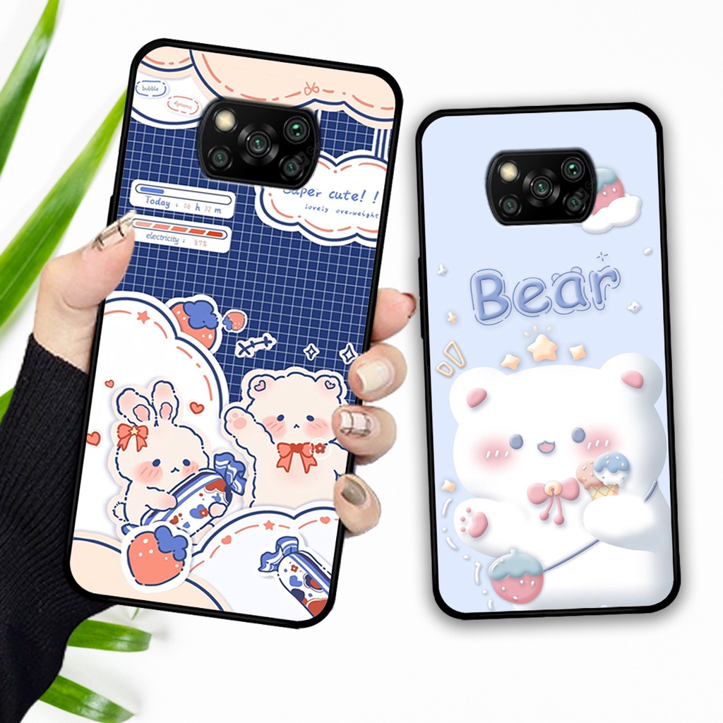 Ốp lưng Xiaomi Poco X3 / Poco X3 Pro in hình caro gấu thỏ dễ thương