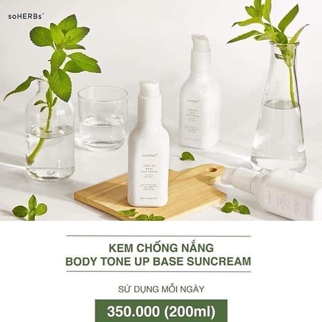 kem chống nắng nâng tone da Body mint soherbs 200ml