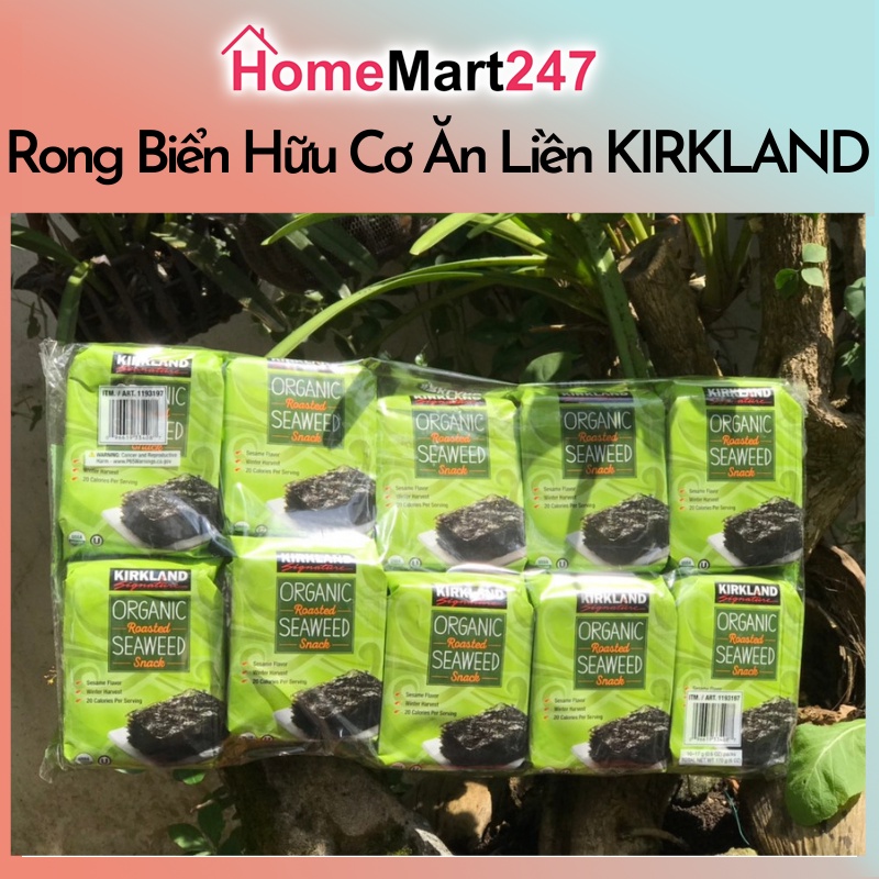 RONG BIỂN ĂN LIỀN HỮU CƠ KIRKLAND ORGANIC SEAWEED SNACK CHUẨN MỸ 10 gói - 17 GRAM - DATE 5/2022