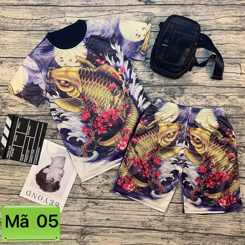 BỘ NAM in 3D cao cấp mã 05 ( chép tim cành đào ) .