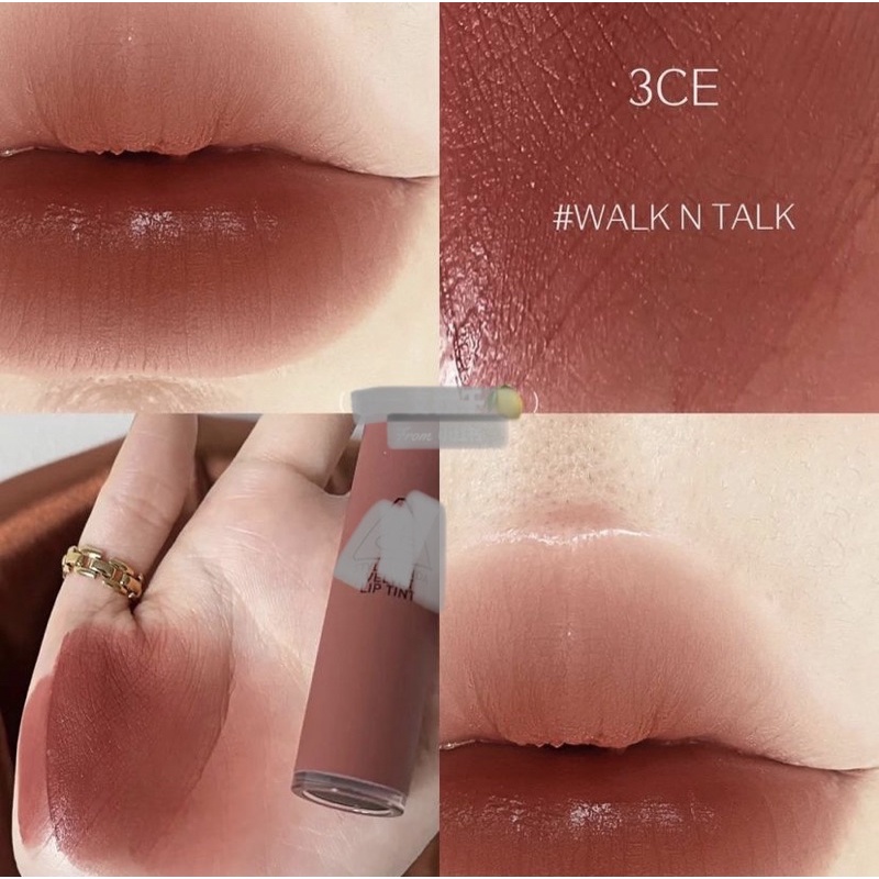 [ NEW VERSION 2021 ] Son Kem 3CE Velvet Lip Tint Walk N Talk  Màu San Hô Siêu Mịn Môi