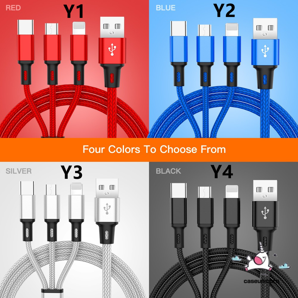 Cáp sạc nhanh thiết kế 3 trong 1 cổng Micro Usb Type C thích hợp cho Iphone
