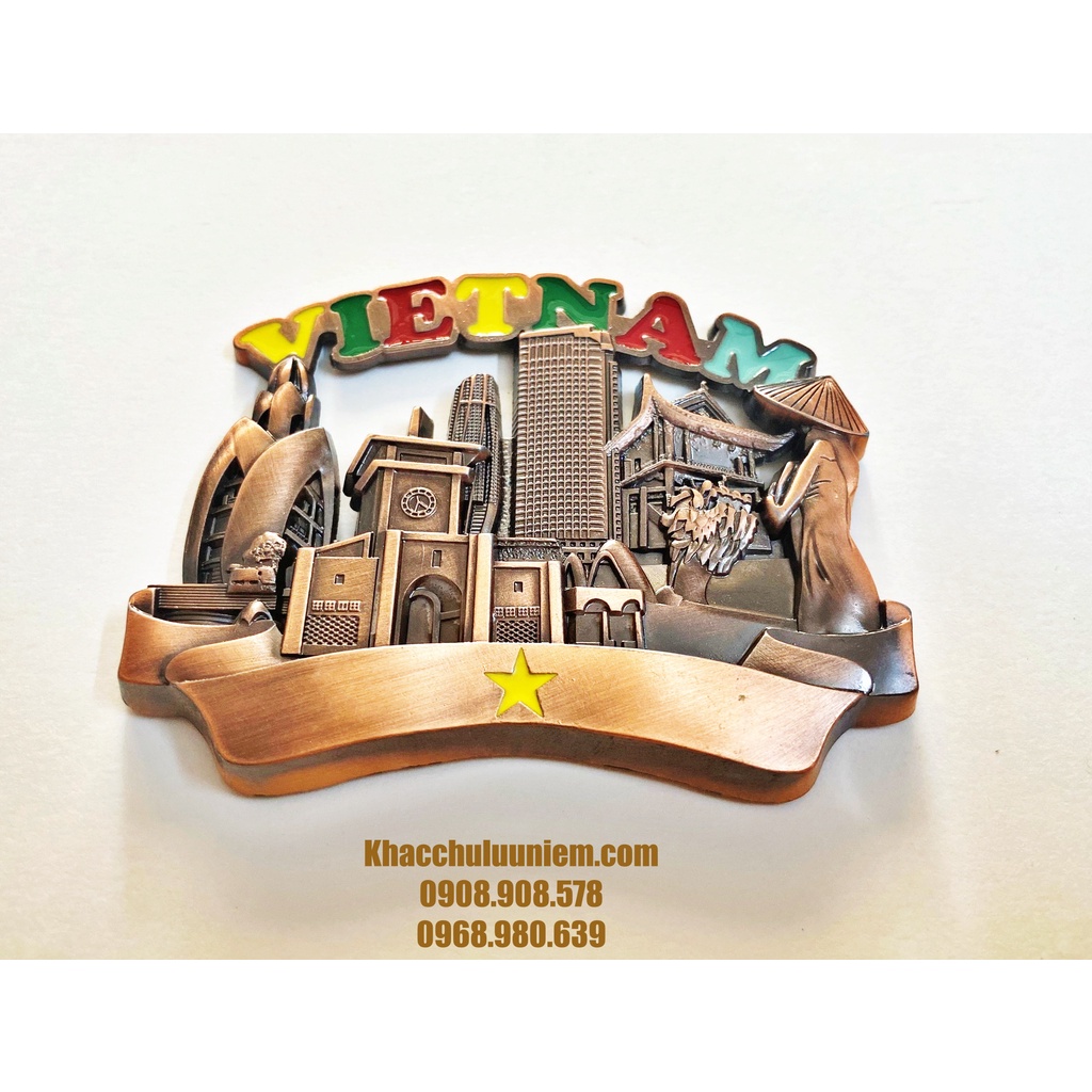 Metal Fridge Magnet nam châm kim loại lưu niệm Việt Nam hít dán tủ lạnh - quà lưu niệm Việt Nam