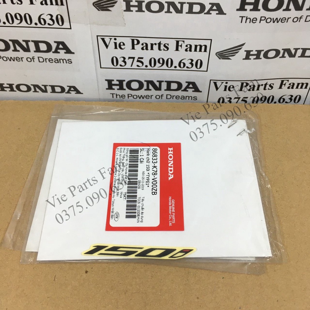 Tem chữ 150i xe SH 2017-2018-2019 chữ đen, chữ bạc , SH 125 thành SH 150 - hàng chính hãng Honda
