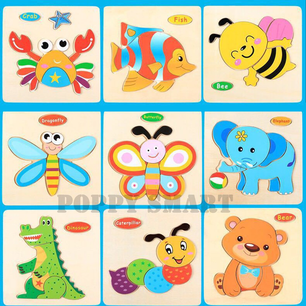 Combo 10 Đồ Chơi Gỗ Tranh Ghép 3D Nhiều Chủ Đề Cho Bé, Gỗ An Toàn Dễ Dàng Lắp Ghép, Đồ Chơi Giao Thông Minh Cho Bé