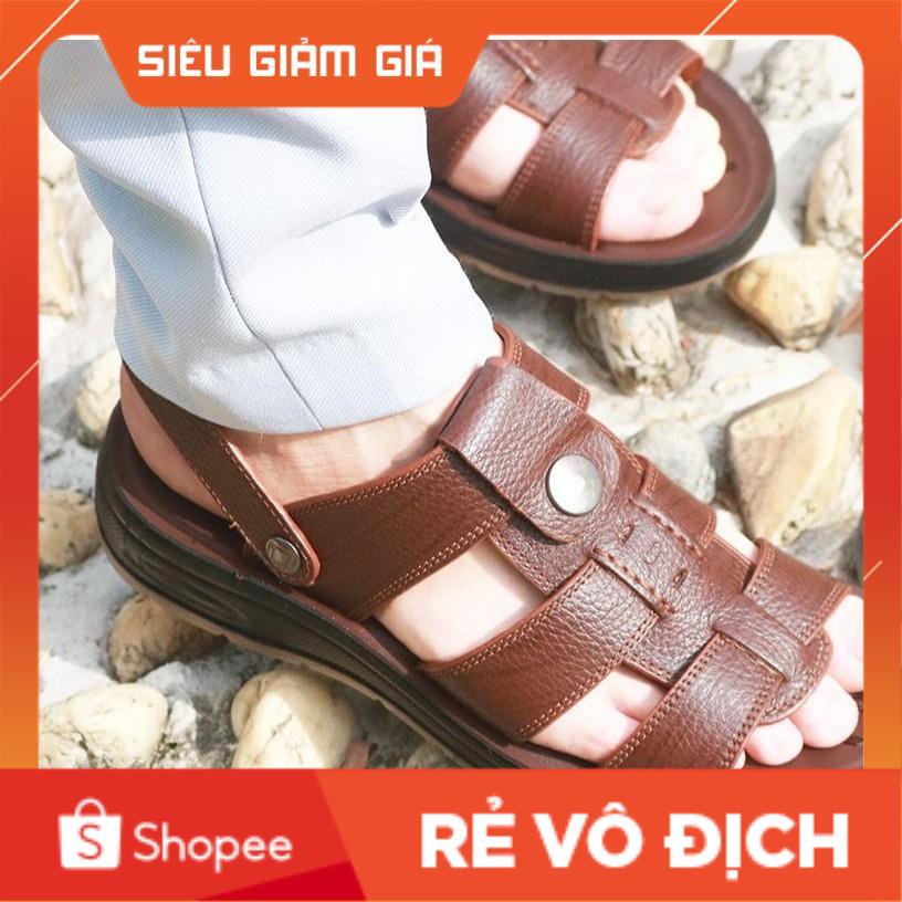 Dép Da Nam DA BÒ NGUYÊN TẤM-Sandal Nam Đế Cao-Tăng Cao 3.5cm-Dép Da Nam 2021 Thoáng Mát-Chất Lượng