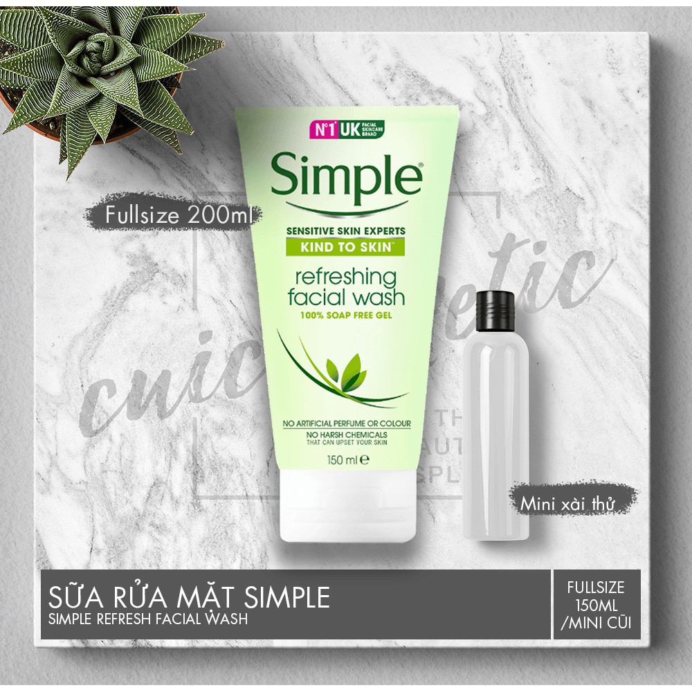 Sữa Rửa Mặt Simple Kind To Skin Refreshing Facial Wash Gel