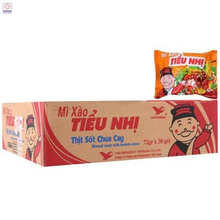 Thùng 30 gói mì xào tiểu nhị thịt sốt chua cay, hải sản sốt me, thịt xào sốt hành