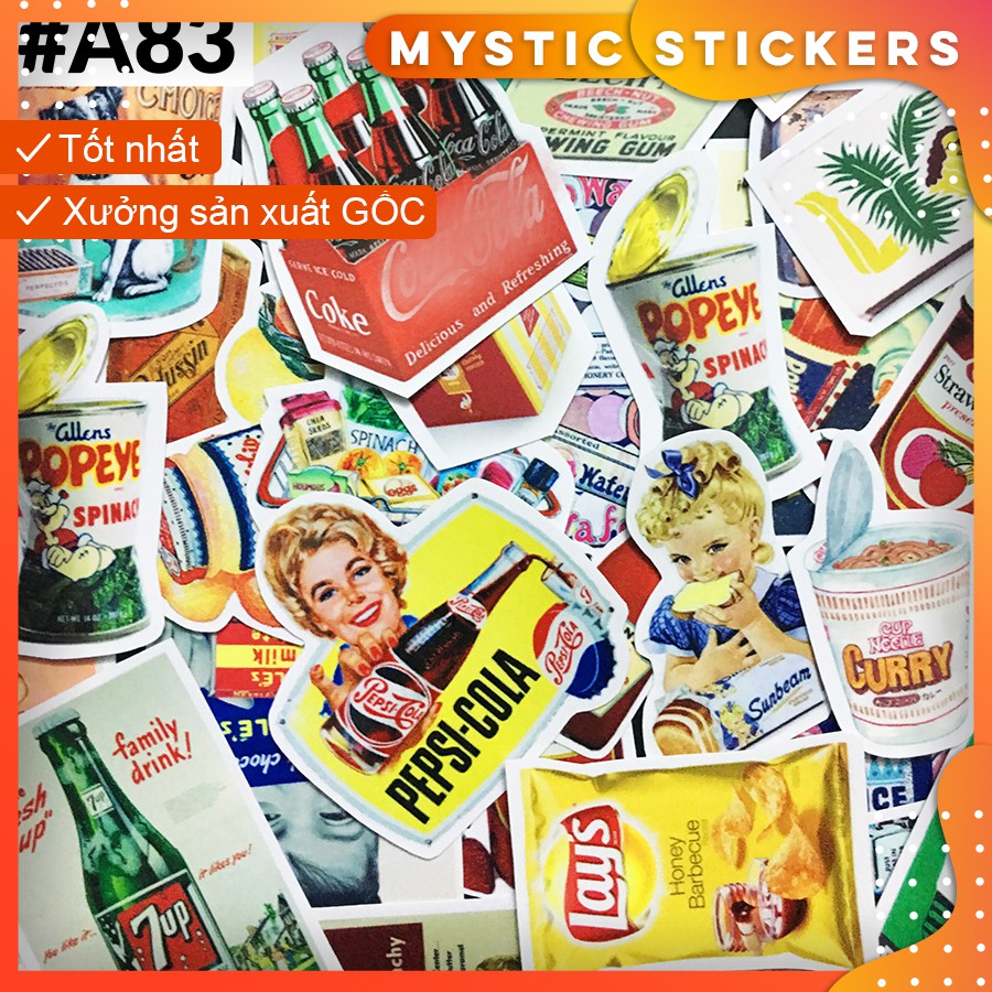 [ĐỒ HỘP VINTAGE #1] 56 Sticker chống nước/dán xe laptop mũ bảo hiểm vali...