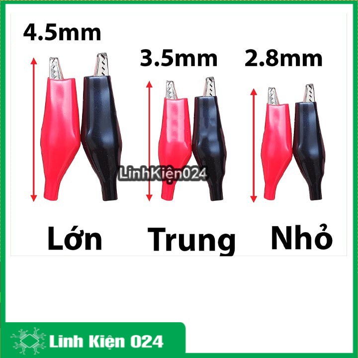 Combo 10 kẹp cá sấu (5 đỏ - 5 đen) kích thước tùy chọn