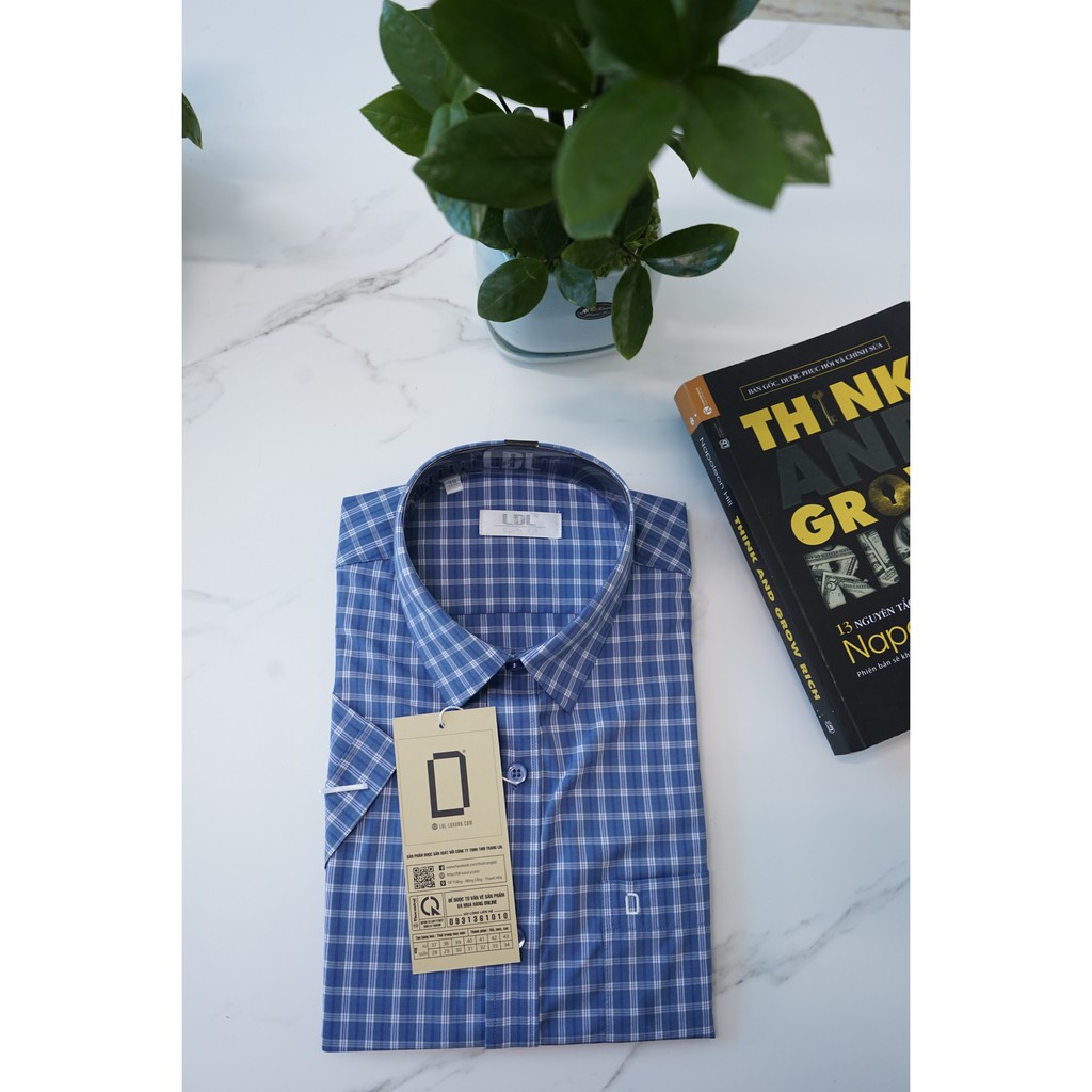 Áo sơ mi nam công sở tay ngắn LDL  họa tiết kẻ sọc với 100% cotton mền mịn,  thoáng mát, kháng khuẩn tốt | BigBuy360 - bigbuy360.vn