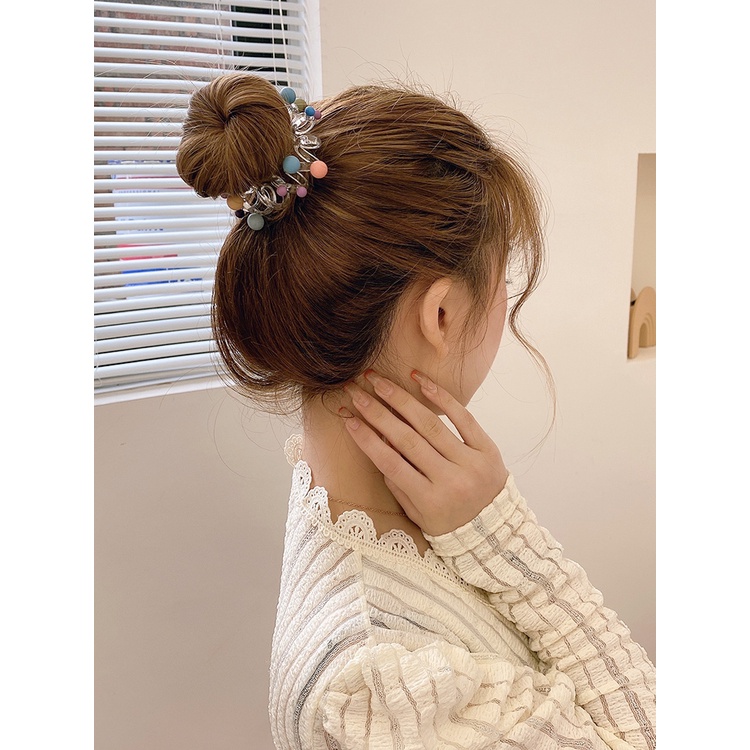 Thun Cột Tóc Đính Ngọc Trai Nhân Tạo Phong Cách Hàn Quốc JP6